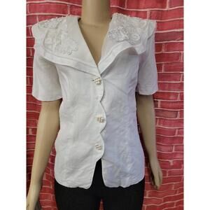 Anne French Vintage Nordstrom White Size 4 Women's Top Blouse Size 4 NWT #A